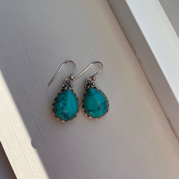 Stamped 925 sterling silver turquoise earrings - Picture 5 of 5